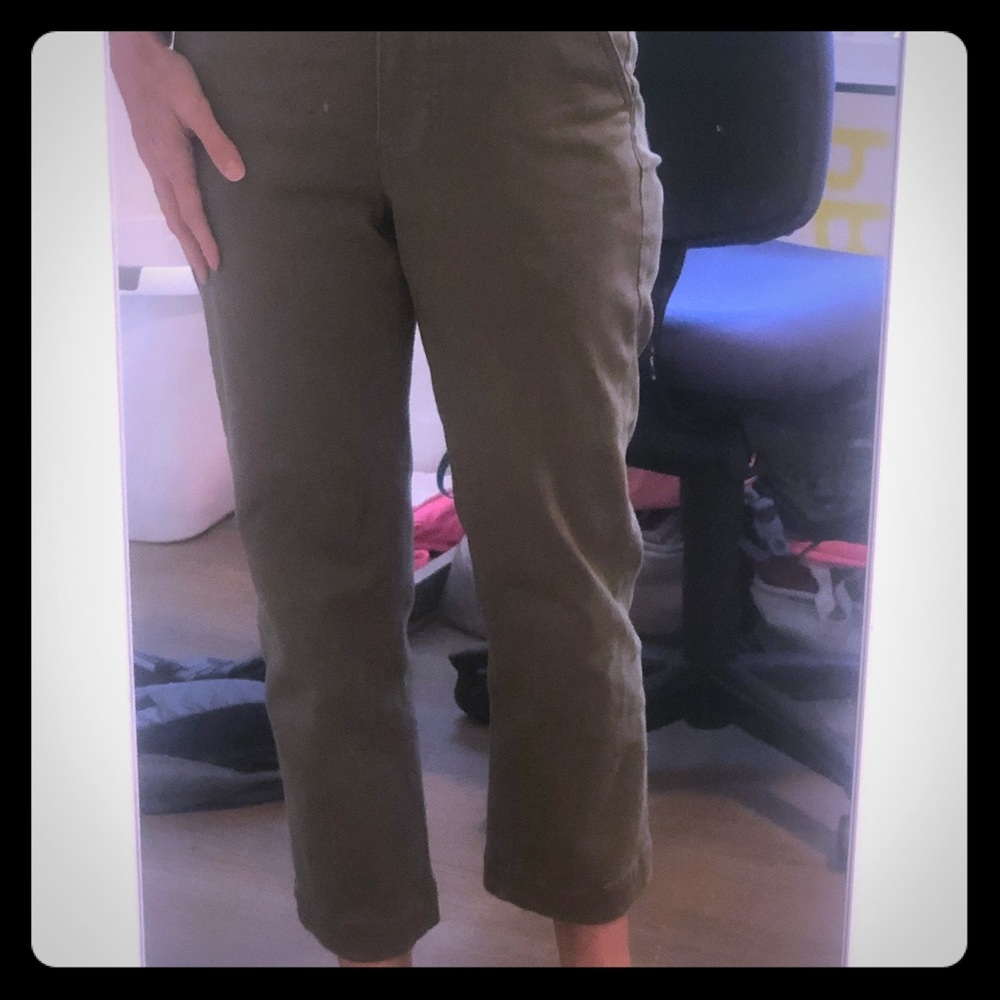 Everlane straight leg cropped pants - army green
